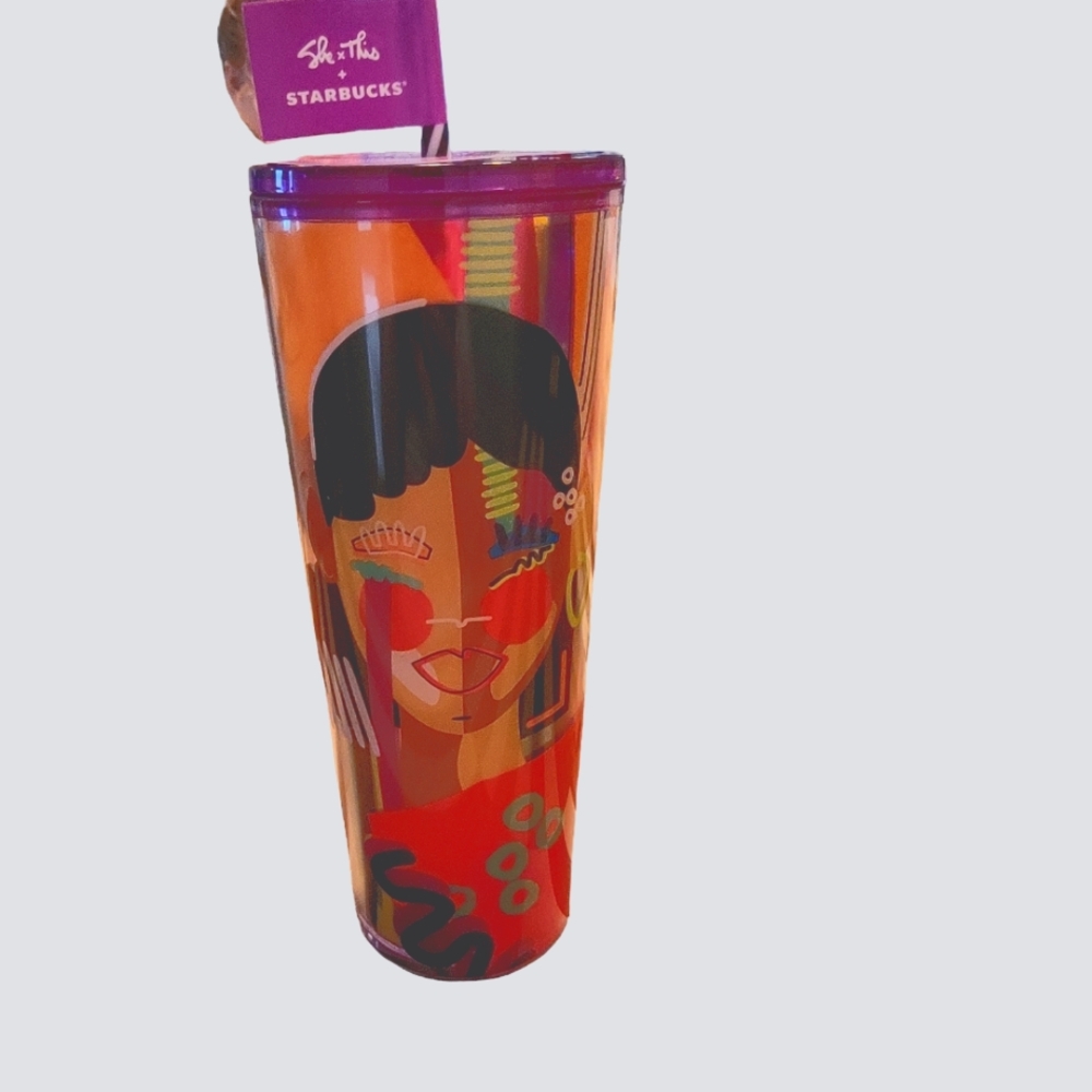 Starbucks She x This Shae Anthony Artist Tumbler Reusable Cup Purple Lid Straw